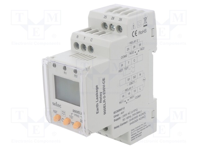 Meter: earth leakage Relay; digital; for DIN rail mounting; 217g