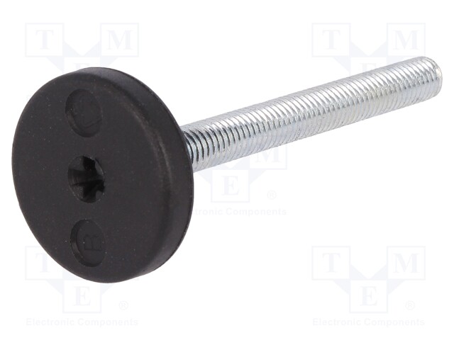 Foot of pin; rigid,with screwdriver slot; Base dia: 40mm; M8