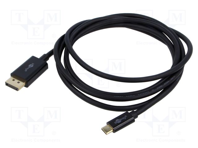 Cable; DisplayPort plug,USB C plug; PVC; 1m; black