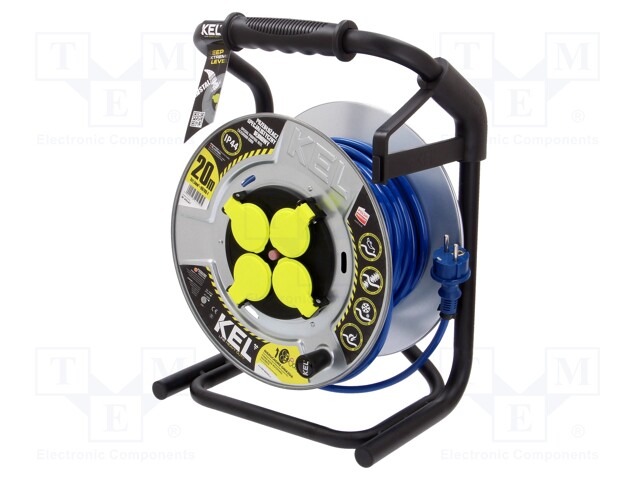 Extension lead; reel,with non-rotating sockets; Sockets: 4; PUR