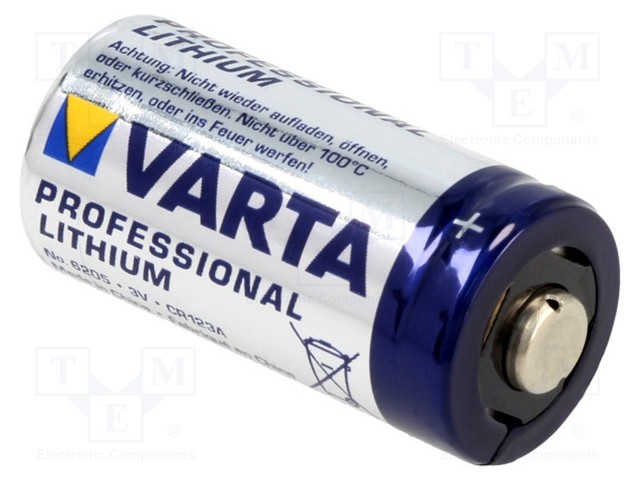 Battery: lithium; 3V; CR123A,CR17345; Ø16.8x34.5mm; 1600mAh
