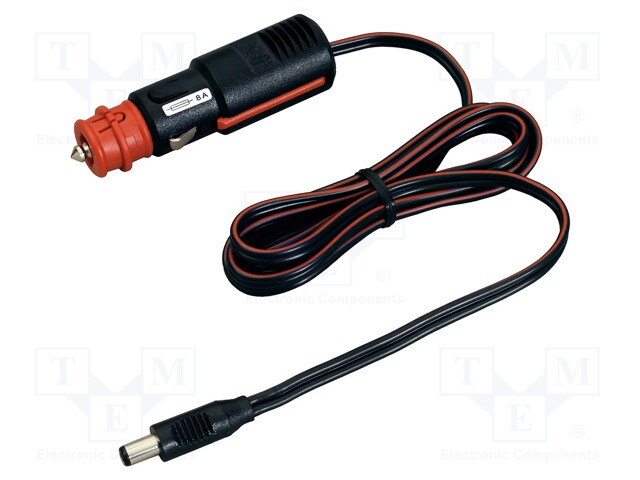 Automotive/main power supply; DC 5,5/2,1 plug; 8A; black; 2m