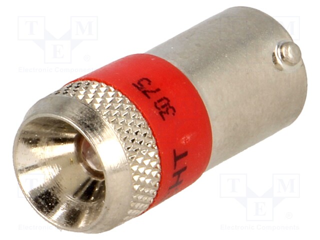 LED lamp; Colour: red; Cap: BA9S; 230VAC