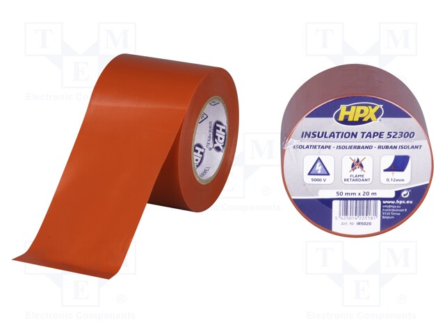 Tape: electrical insulating; W: 50mm; L: 20m; Thk: 0.12mm; red; 5kV