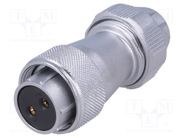 Plug; female; WF; PIN: 2; IP67; soldering; for cable; 500V; straight
