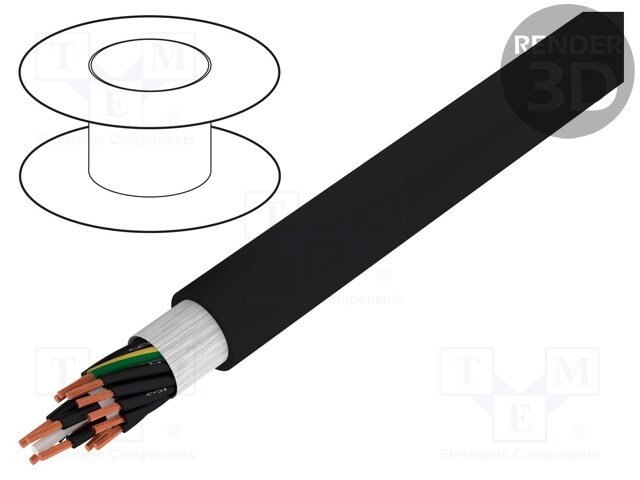 Wire; HELULIGHT®; stranded; Cu; 14G2,5mm2; PVC; black; 300/500V