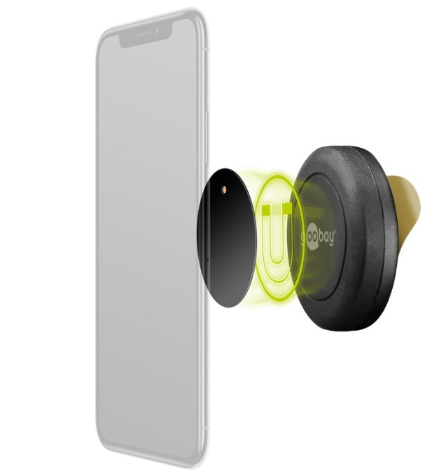 Car holder; black, self-dhesive; Features: magnetic holder