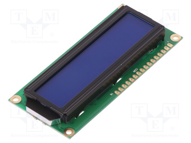 Display: LCD; alphanumeric; STN Negative; 16x2; blue; 80x36x10mm