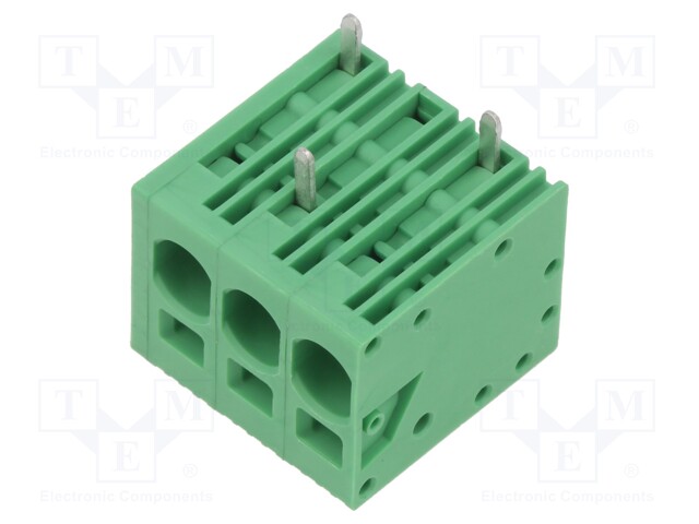 PCB terminal block; Contacts ph: 7.5mm; ways: 3; angled 90°; green