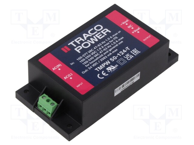 Power supply: switched-mode; for building in; 50W; 24VDC; 2083mA