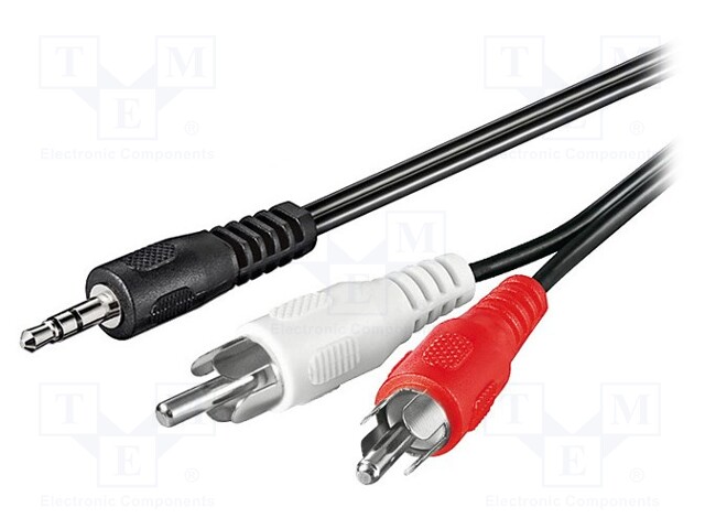 Cable; RCA plug x2,Jack 3.5mm 3pin plug; 0.5m; Colour: black