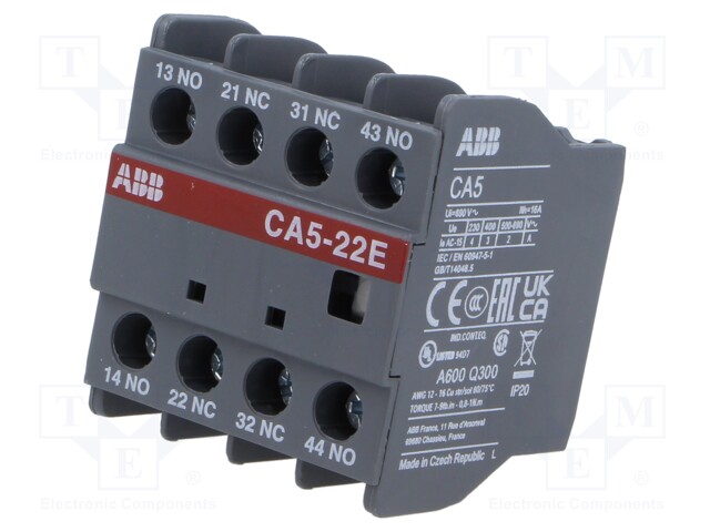 Auxiliary contacts; Series: UA; Leads: screw terminals; front