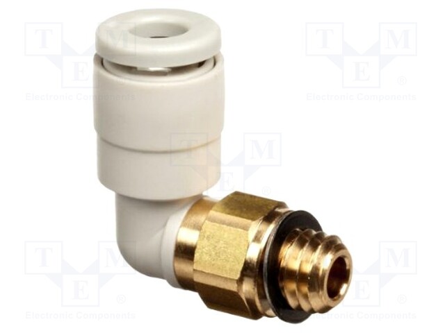 Push-in fitting; threaded,angled 90°; M6; outside; -1÷10bar
