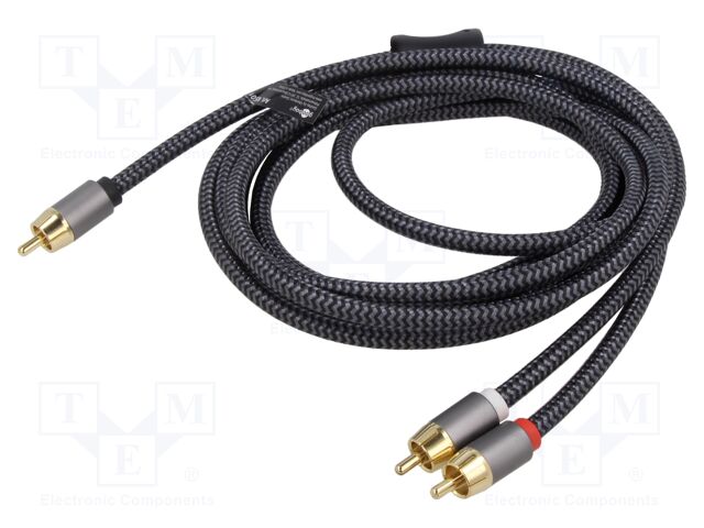 Cable; RCA plug,RCA plug x2; 3m; Plating: gold-plated; black-gray
