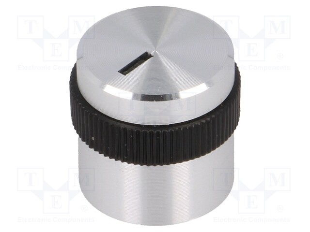 Knob; with pointer; aluminium,plastic; Shaft d: 6mm; Ø15.9x15.2mm