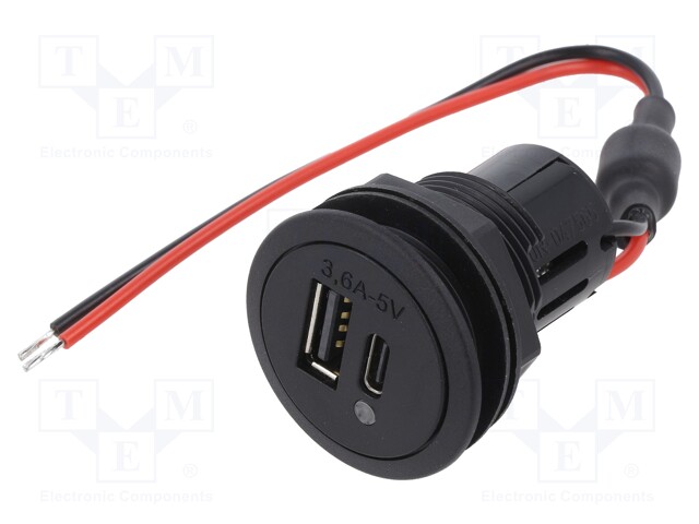 Automotive power supply; USB A socket,USB C socket; Inom: 3.6A
