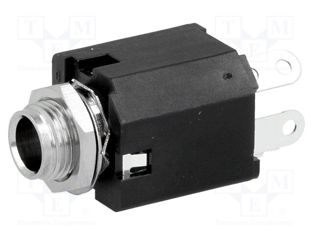 Socket; Jack 6,35mm; female; stereo; with on/off switch; straight