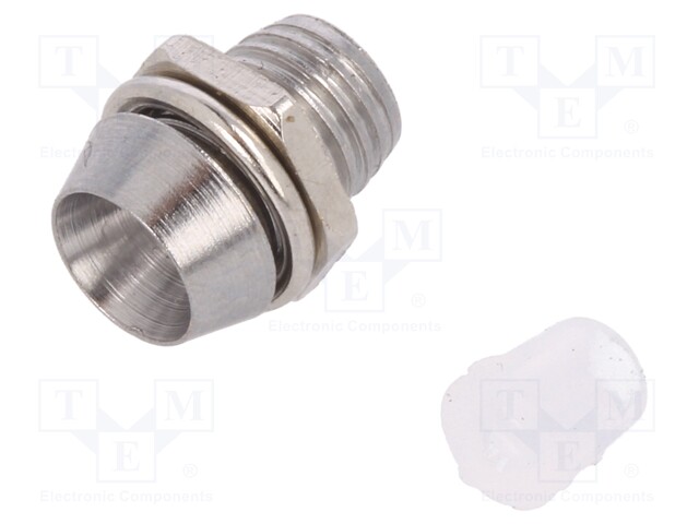 LED holder; 3mm; chromium; metal; concave; with plastic plug