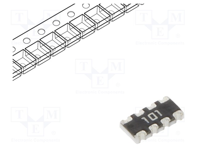 Fixed Network Resistor, 100 ohm, TC164 Series, 4 Elements, Isolated, 1206 [3216 Metric], 8 Pins