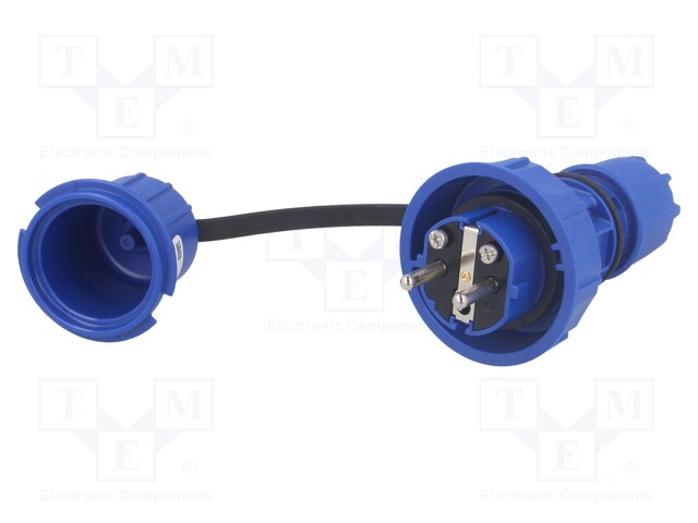 Connector: AC supply; plug; Layout: 2P+PE; blue; 250VAC; 16A; PIN: 3