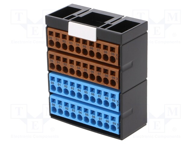 Splice terminal: distribution block; ways: 2; terminals: 40; TS35
