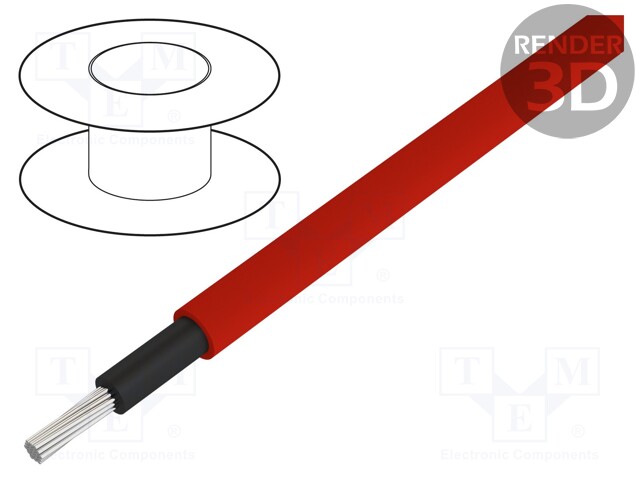 Wire; stranded; Cu; 18AWG; PVC; red; 40kV; 30m; Application: outdoor