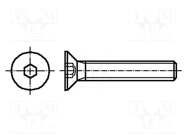 Screw; M6x12; Head: countersunk; hex key; HEX 4mm; stainless steel