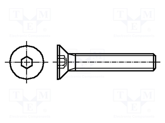 Screw; M4x16; Head: countersunk; hex key; HEX 2,5mm; black finish