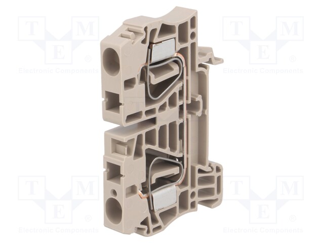 Splice terminal: rail; 6mm2; ways: 1; terminals: 2; beige; Width: 8mm