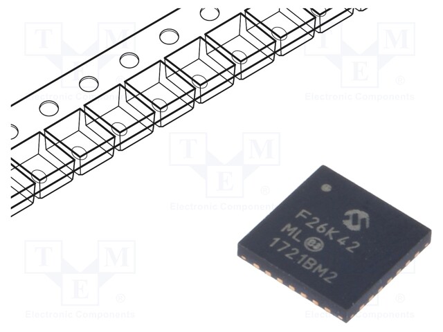 PIC microcontroller; Memory: 64kB; SRAM: 4096B; EEPROM: 1024B; SMD