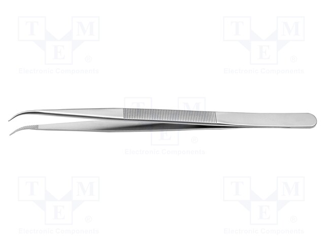 Tweezers; 150mm; Blades: narrow,curved; universal; tips serrated