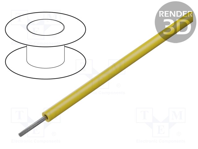 Wire; ThermoThin; stranded; Cu; 20AWG; yellow; PFA; 600V; 30.5m