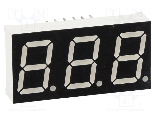 Display: LED; 7-segment; 14.2mm; 0.56"; No.char: 3; green; 160mcd