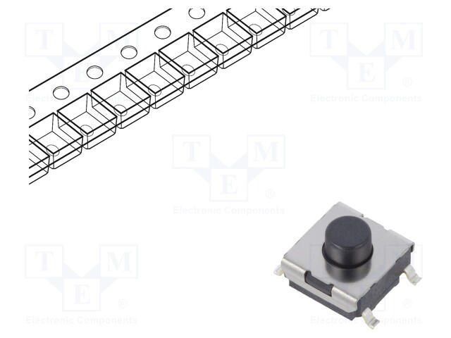 Microswitch TACT; SPST-NO; Pos: 2; 0.05A/24VDC; SMT; none; 980mN