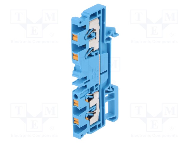 Splice terminal: rail; 2.5mm2; ways: 1; terminals: 4; blue; wemid