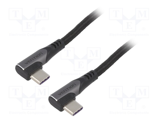 Cable; USB 2.0; USB C angled plug,both sides; 1.5m; black; 100W
