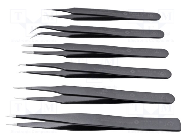 Kit: tweezers; Pcs: 6; for precision works; ESD
