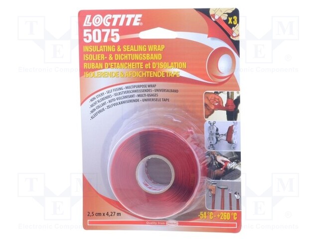 Tape: self-amalgamating; red; 25mm; L: 4.27m; D: 0.5mm; -54÷260°C