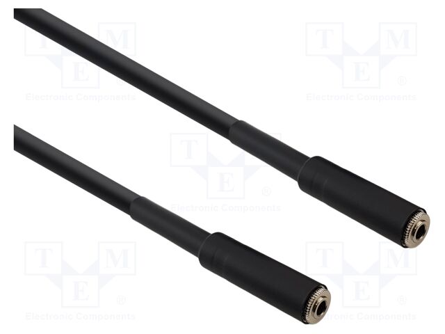 Cable; Jack 3.5mm socket,both sides; 2m; black; Øcable: 6mm; PVC