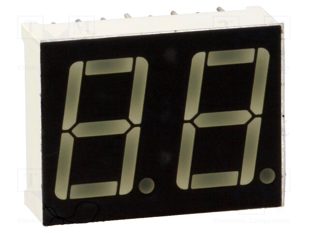 Display: LED; 7-segment; 14mm; 0.56"; No.char: 2; red; 4÷5mcd; anode