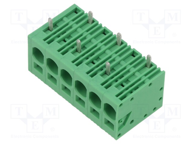 PCB terminal block; Contacts ph: 7.5mm; ways: 6; angled 90°; green