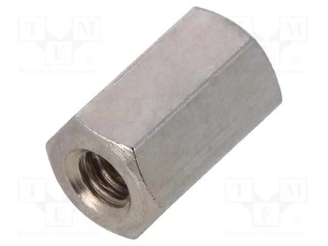Screwed spacer sleeve; Int.thread: UNC4-40; 8mm; hexagonal; brass
