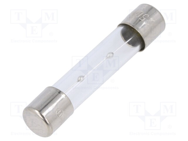 Fuse: fuse; 5A; 250VAC; glass; 6.35x31.8mm; brass; nickel plated