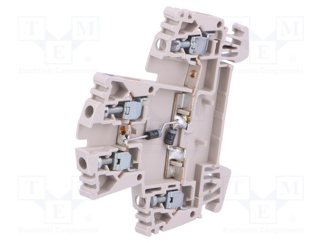 Splice terminal: rail; 2.5mm2; ways: 1; terminals: 4; beige; TS35