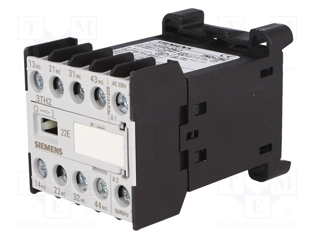 Contactor: 4-pole; NC x2 + NO x2; 230VAC; 4A; DIN,on panel; 3TH20