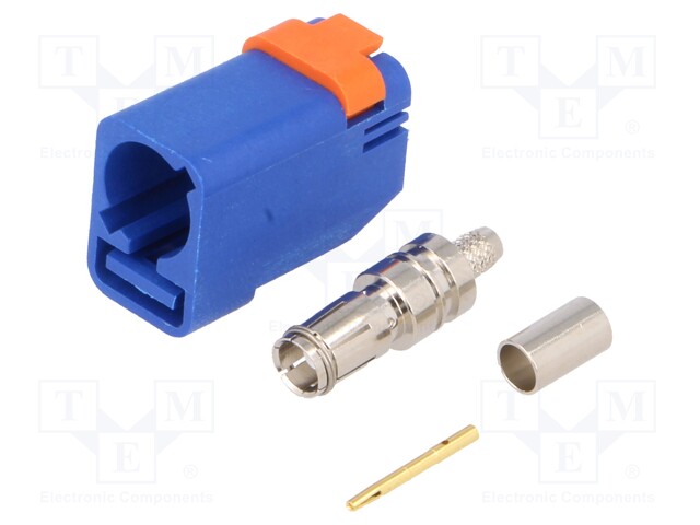 Plug; FAKRA II SMB; female; straight; RG174,RG316; crimped; blue