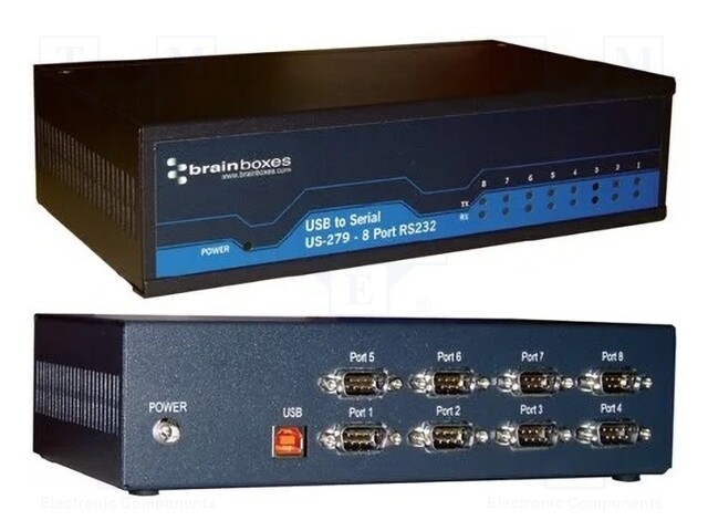 Industrial module: converter; RS232/USB; Number of ports: 8; IP30