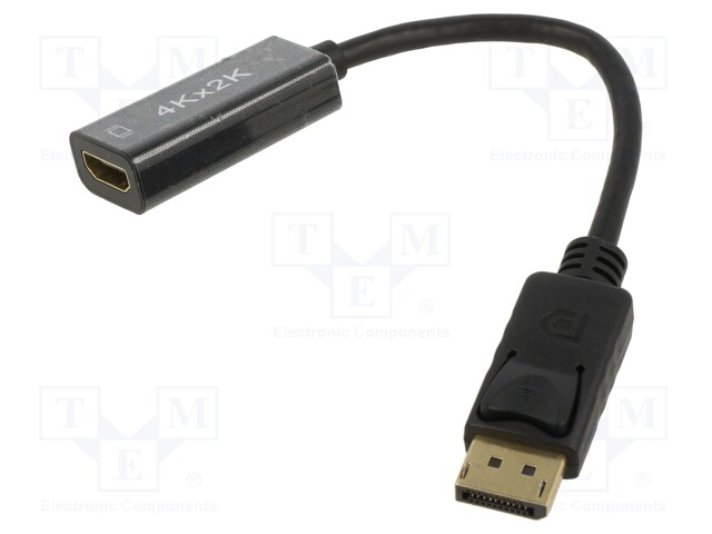 Adapter; DisplayPort plug,HDMI socket; 0.15m; black