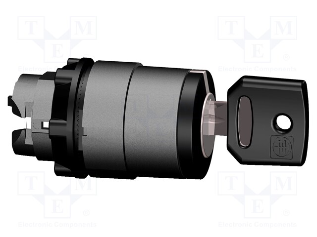 Switch: rotary with key; Stabl.pos: 2; 22mm; black; Illumin: none