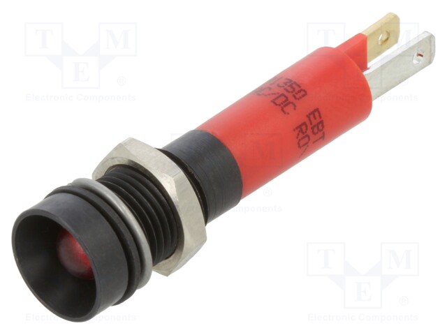 Indicator: LED; recessed; red; 24VDC; 24VAC; Ø8mm; metal,plastic